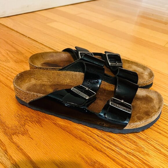 Birkenstock Arizona Sandals in Black Patent Leather - Birko-Flor Size 38 - Picture 4 of 16